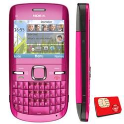 Nokia C3 Rosa com Teclado QWERTY, Wi-Fi, Câmera 2.0 MP, MP3