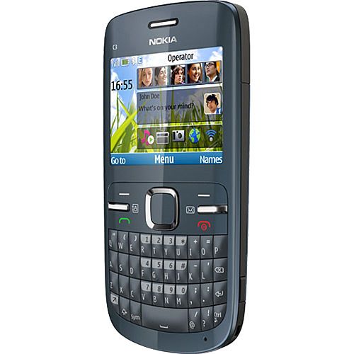 Nokia C3 Preto Desbloqueado Claro com Teclado QWERTY, Wi-Fi,